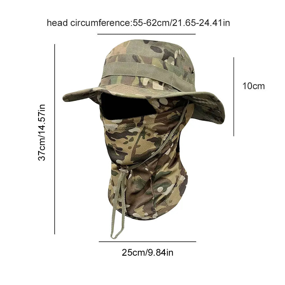 Boonie Hat Full Face Mask Set Wide Brim Fishing Hat Sun Protection Bucket Hat for Men Women Fishing Hiking Camping