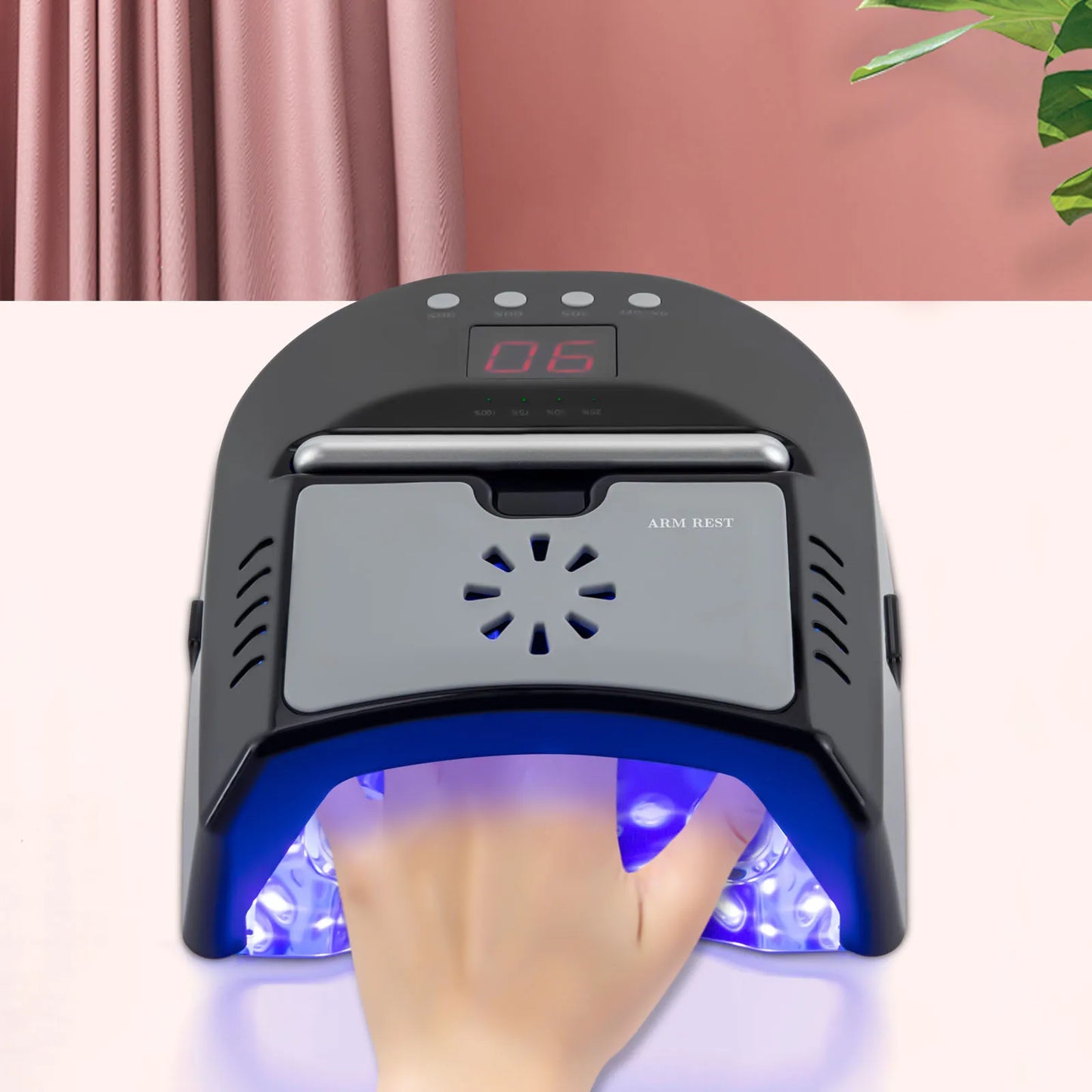 Nail Dryer Professional Rechargeable 72W 24-Bead UV/LED Gel Nail Lamp with Fan Removable Bottom 3 Timer Smart Sensor