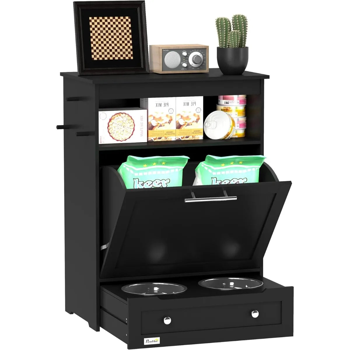 XMSJ PawHut Dog Feeding Station With Raised Bowls And Storage