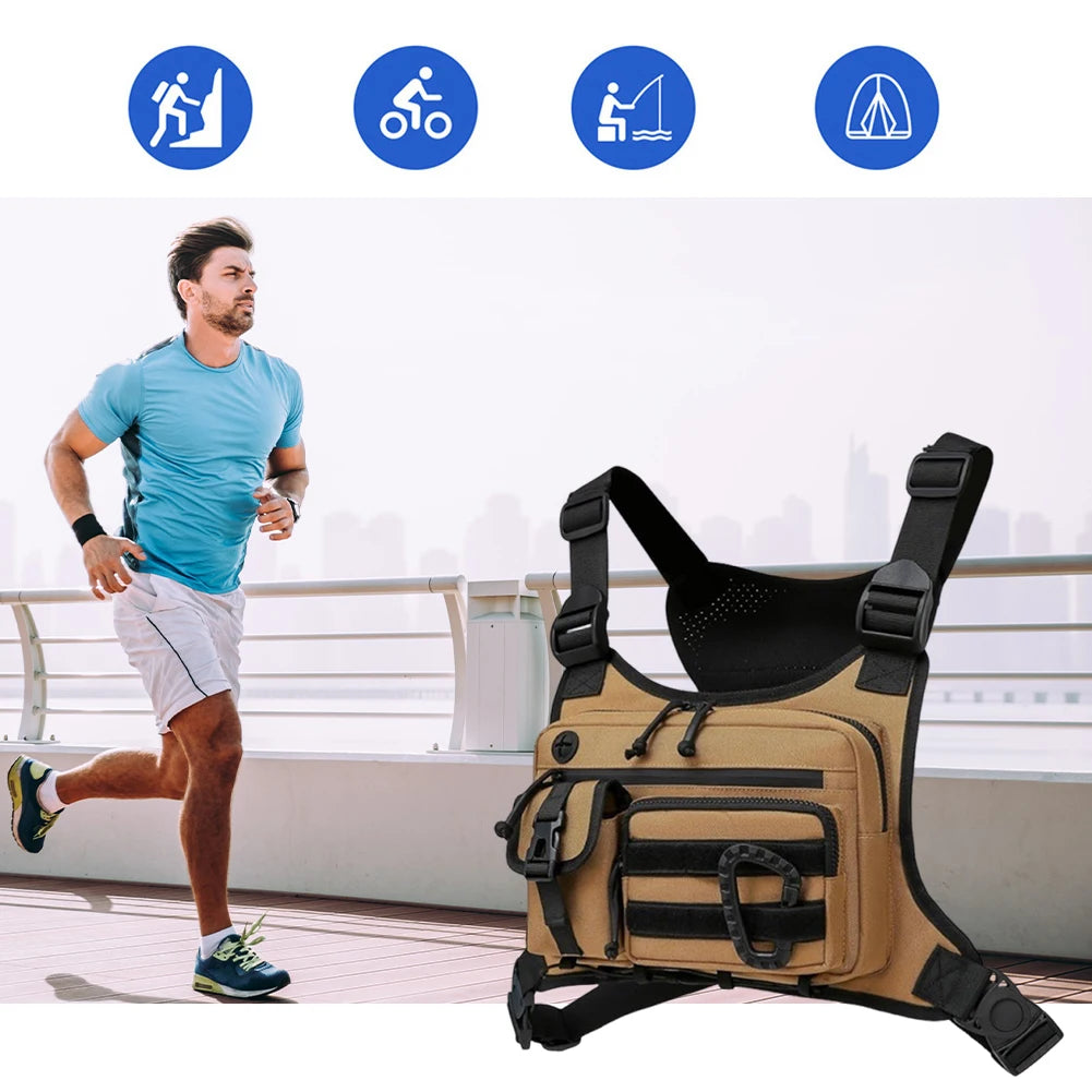 Outdoor Cycling Chest Bag Large Capacity Trendy Functional Backpack Multi Pocket Multifunctional Vest Chest Bag Work Backpack
