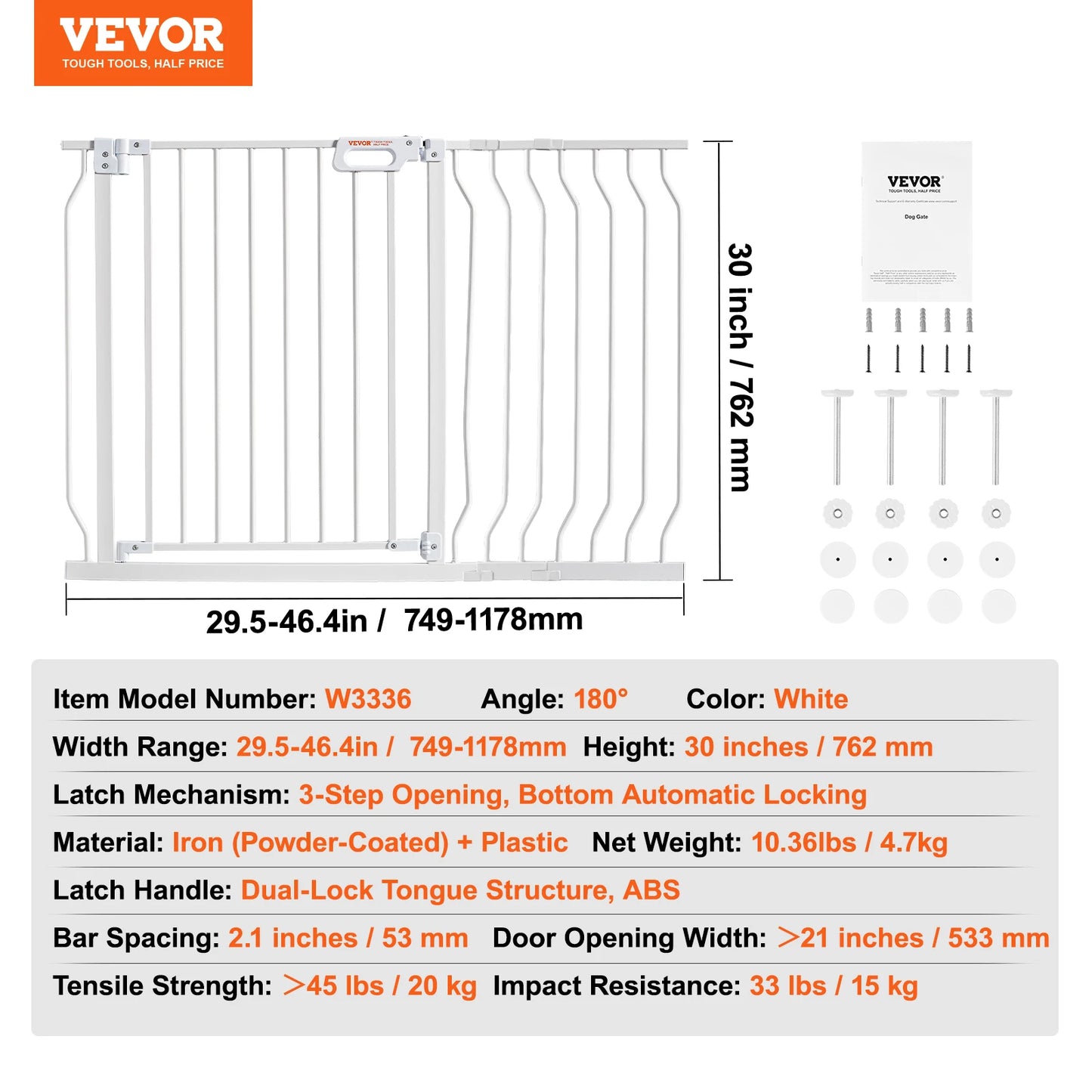 VEVOR Baby Gate Pressure Mount Walk Through Pet Gate