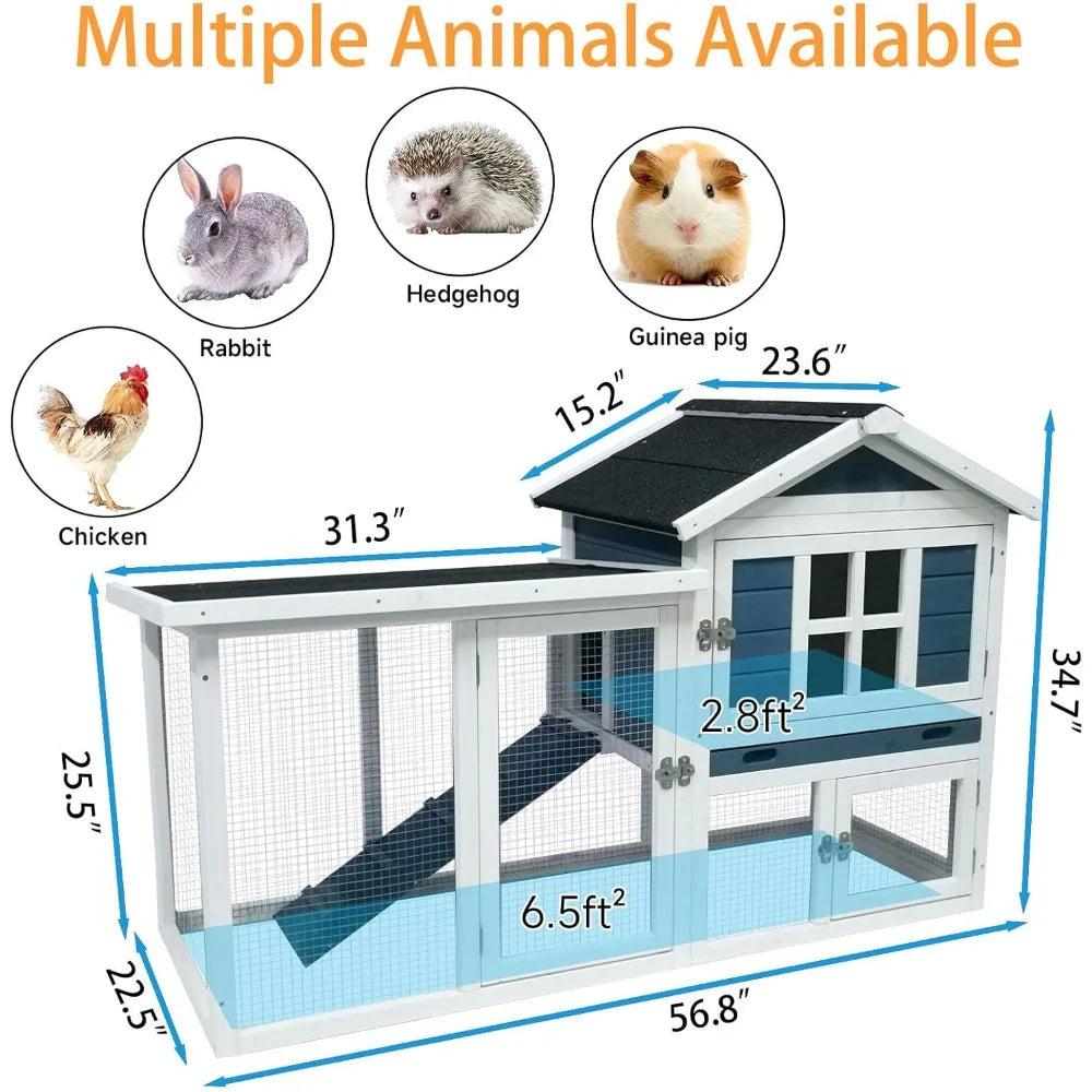 Outdoor Rabbit Hutch 2 Story Bunny Cage and Coop