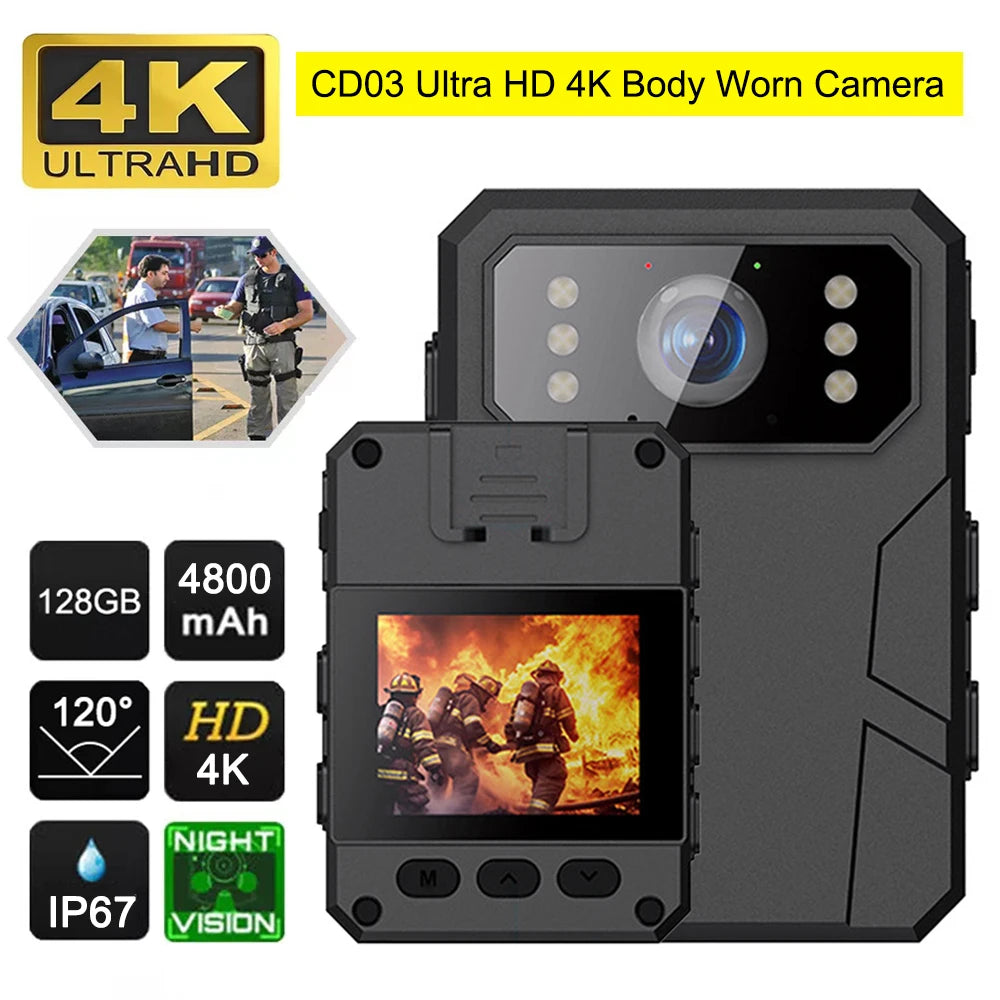 Full 4K HD Body Worn Camera Portable Law Enforcement Recorder Camera Mini Digital Night Vision Bodycam