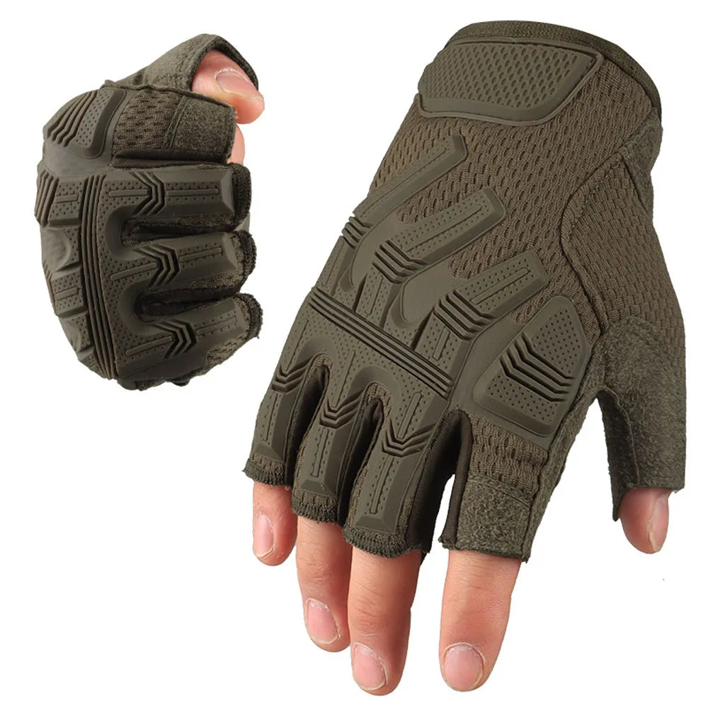 Men's Fingerless Tactical Gloves Sports Airsoft Combat Paintball Shooting Hunting Driving Work Non-slip Anti-sweat Half Finger