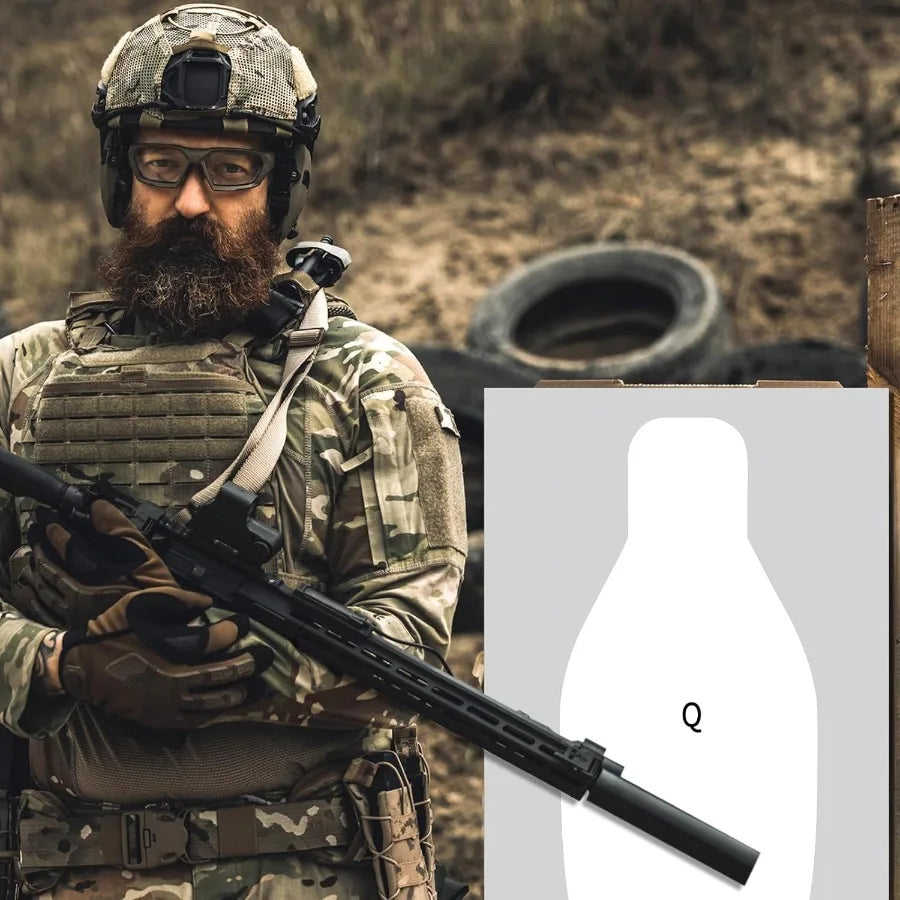 Large Paper Rifle Targets with Center Mass Silhouette Design for Outdoor Range Shooting Training and Qualification Practice Ide