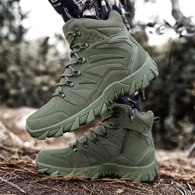 LOUIS KADHRCN Mens Casual Tactical Boots Lightweight Outdoor Motorcycle Boots Side Zip