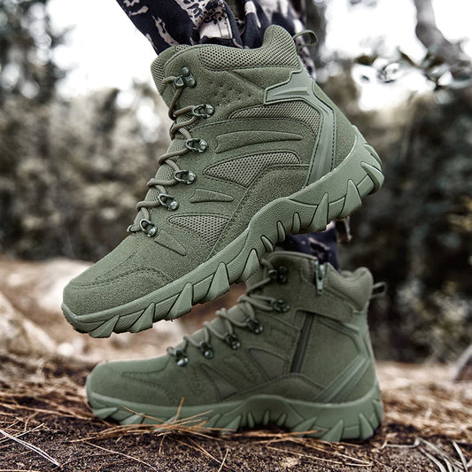 LOUIS KADHRCN Mens Casual Tactical Boots Lightweight Outdoor Motorcycle Boots Side Zip