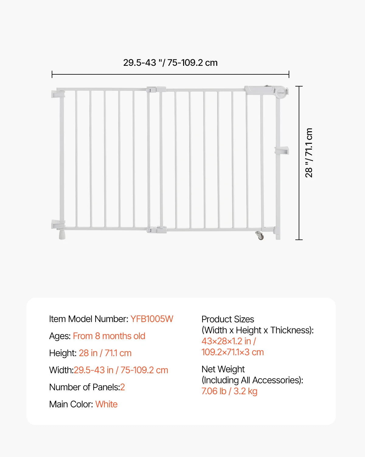 VEVOR Baby Gate For Kids And Pets With No Threshold