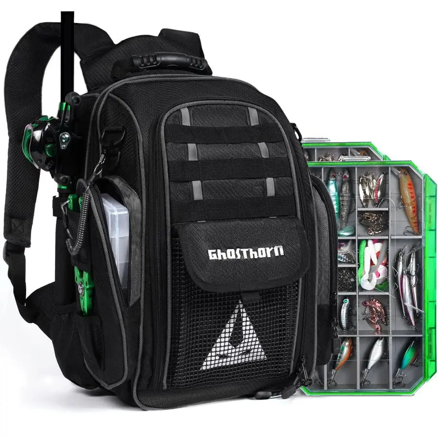 XMSJ Fishing Backpack With Rod Holders And Tackle Storage