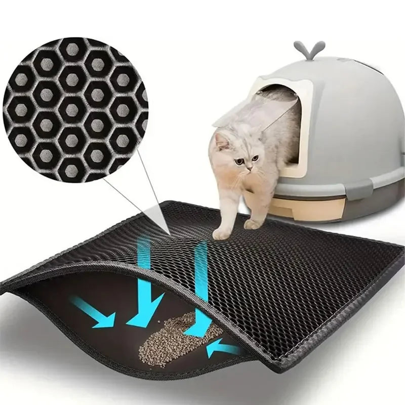 Cat Litter Mat Non Slip Big Pet Litter Box Filter Mat Double Layer Wear Resistant Waterproof Cat Litter Mat Pet Clean Supplies
