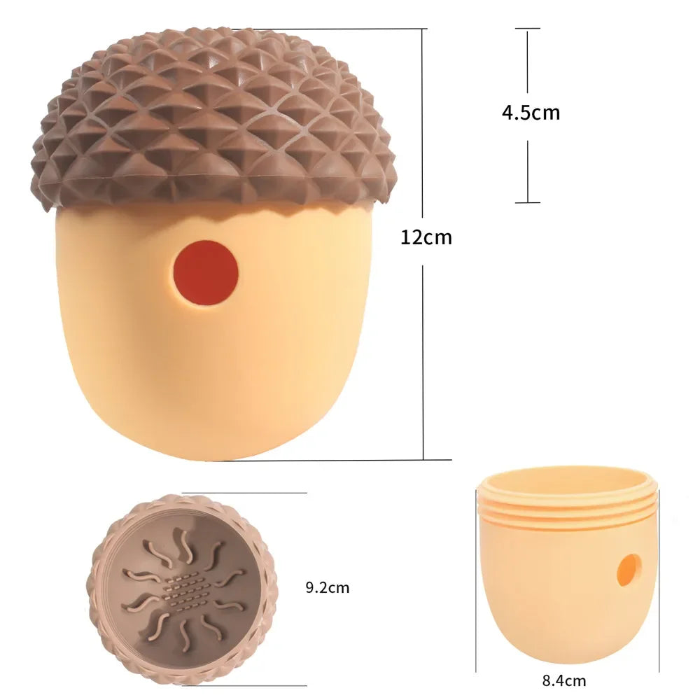 Silicone Acorn Dog Toy Interactive Slow Feed Puzzle Ball