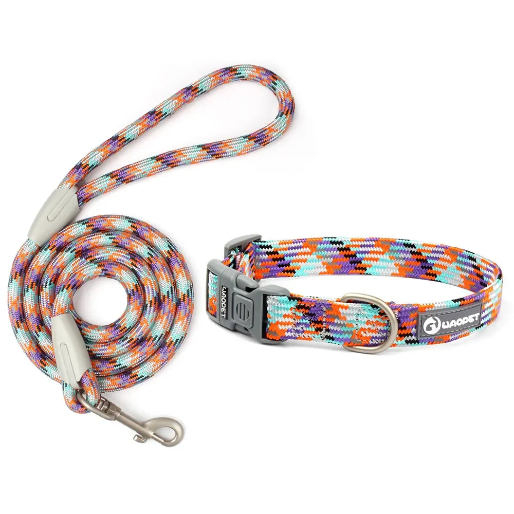 Reflective Dog Leash And Collar Set For Outdoor Walking
