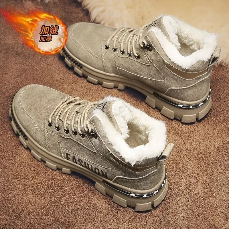 Men Snow Boots Anti Slip Winter High Top Lace Up