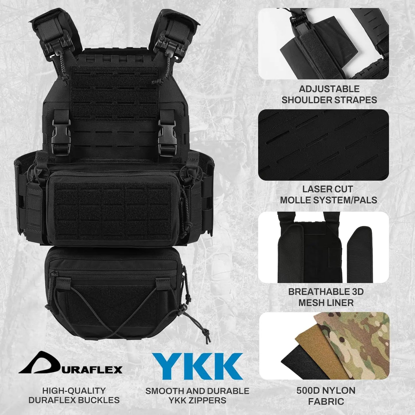 VOTAGOO Adjustable Tactical Vest with Admin Drop Pouch