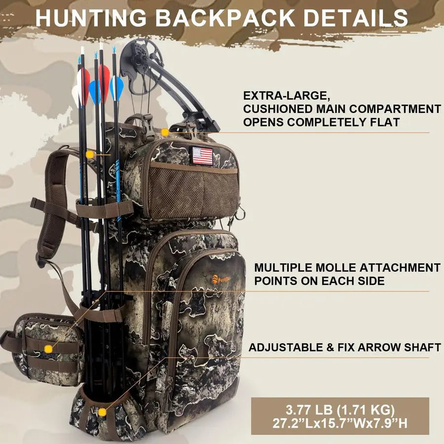 Backpacks for Men,Saddle Hunting Bag with Bow Holder, Large Compound Bow Hunting Backpack amp Duffle Bags