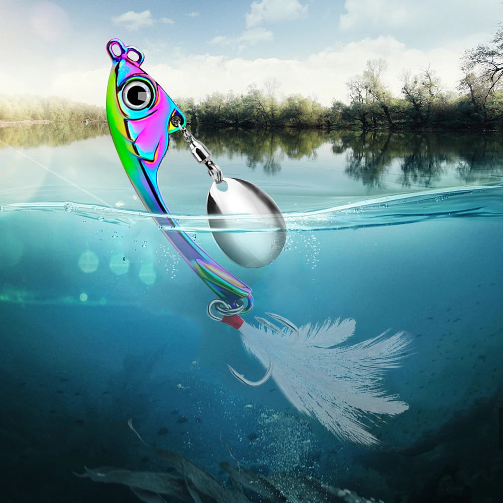 Spinner Bait Metal Vib Fishing Lure Trolling Rotating Spoon Wobbler For Bass Freshwater And Saltwater