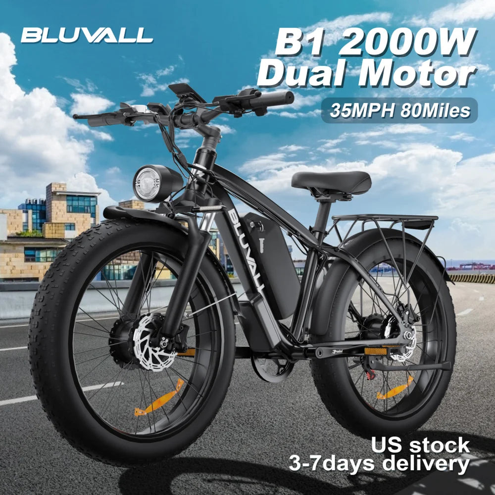 Moobelo M1 2000W Dual-Motor E-Bike 48V 22.4ah Fat Tires Full Suspension CE Certified US Warehouse Snow Beach Urban Riding Ebike