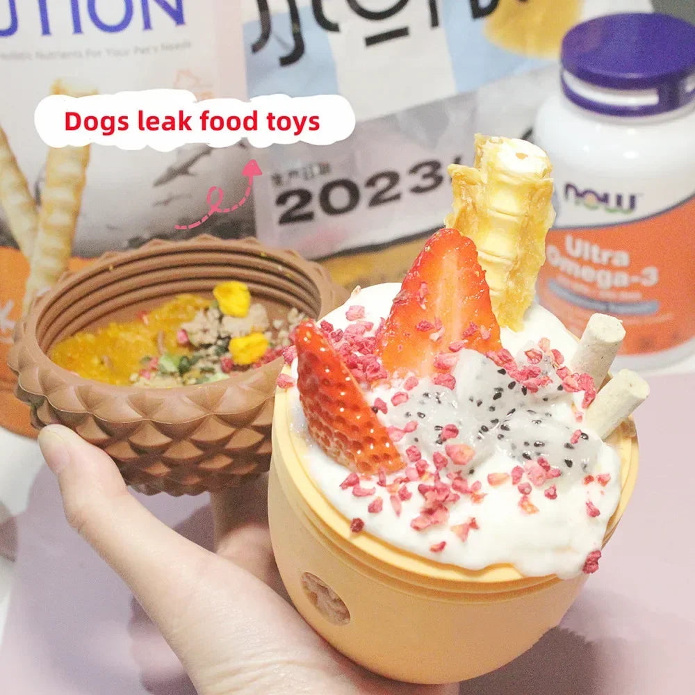 Silicone Acorn Dog Toy Interactive Slow Feed Puzzle Ball