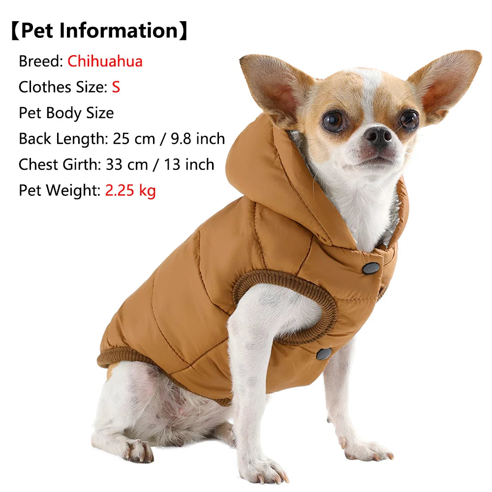 Warm Fleece Dog Winter Vest Waterproof Hoodie For Pets