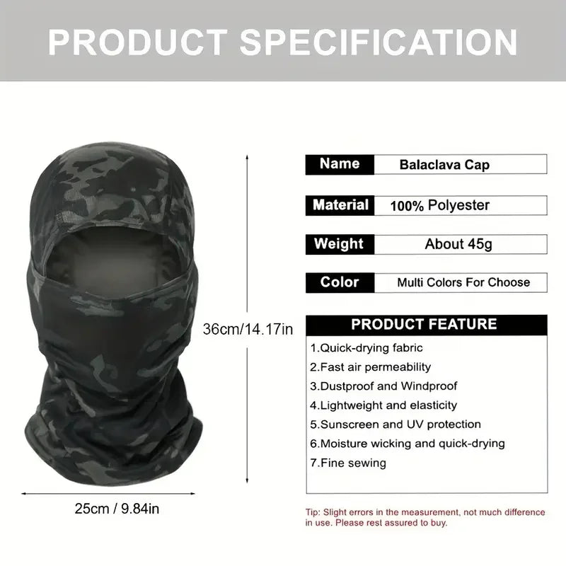 1pc Camouflage Balaclava Hat Cycling Full Face Mask Outdoor Sports Hunting Hiking Ski Mask motorcycle Helmet Inner Cap