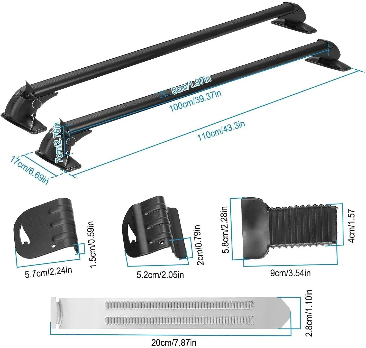 Universal Aluminum Roof Rack Cross Bars Anti Theft 2 Pack
