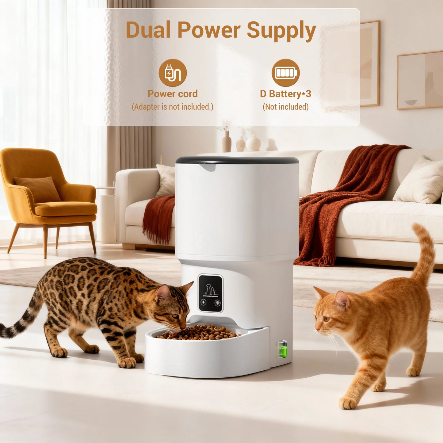 Programmable 4L Automatic Pet Feeder for Small Dogs Cats, Up to 6 Meals Daily, Timer/Portion Control, Pet Feeding Food Dispenser