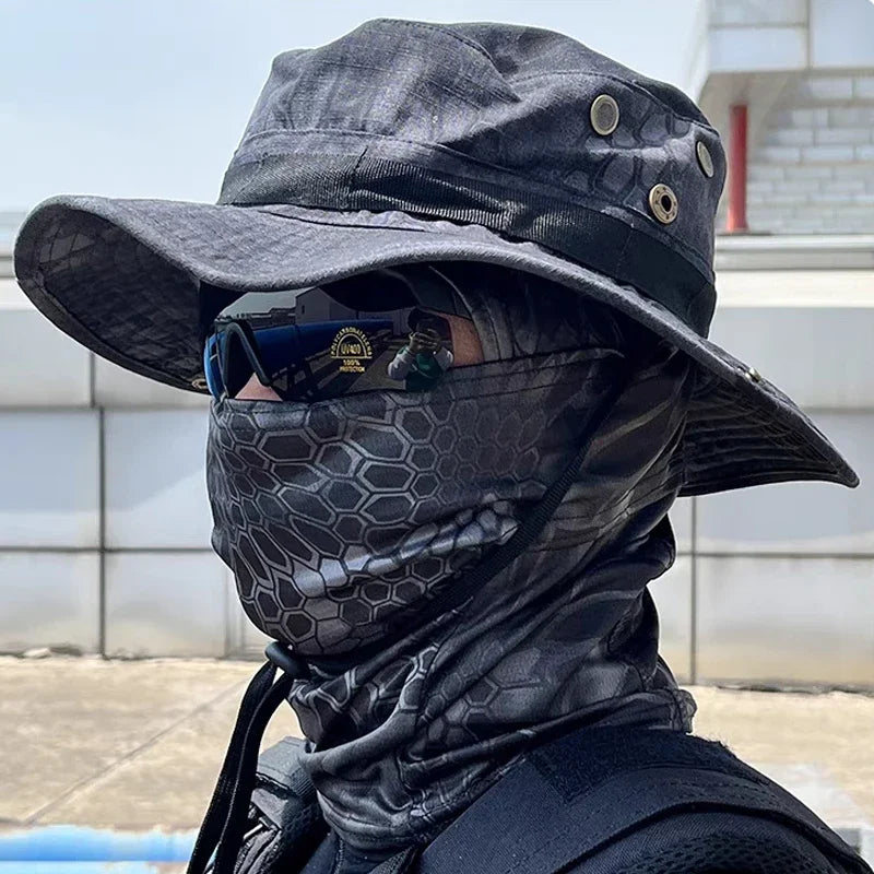 NONECN Camouflage Boonie Cap Balaclava Hat for Outdoor Hunting