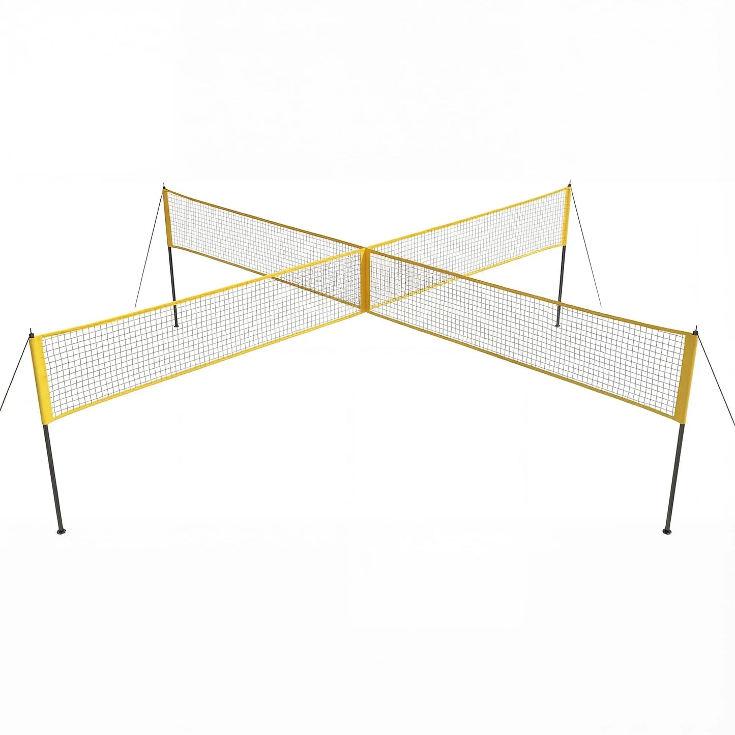 4 Square Volleyball Game Set, 3 Heights Adjustable (5'/6'4”/7'11”), 14 FT 4-Way Volleyball Net with Portable Carrying Bag
