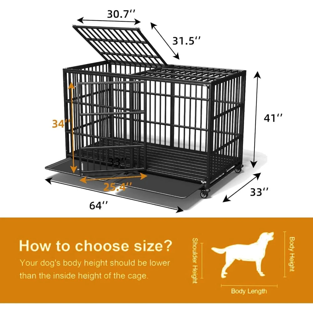 Heavy Duty Giant Dog Crate With Lockable Top Access