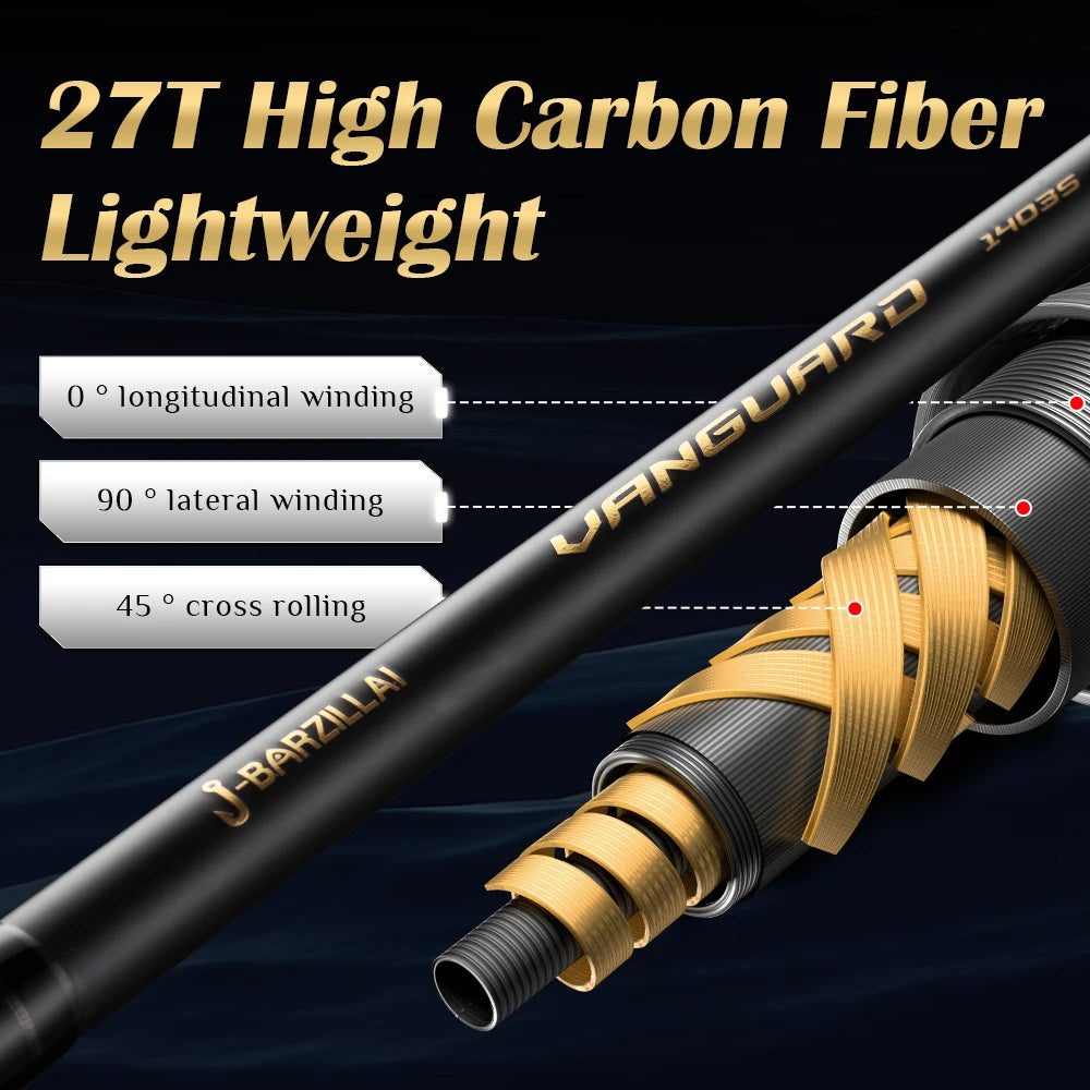 J-BARZILLAI Vanguard Carbon Surf Spinning Rod Ultra Light Graphite Pole Saltwater Surf Fishing