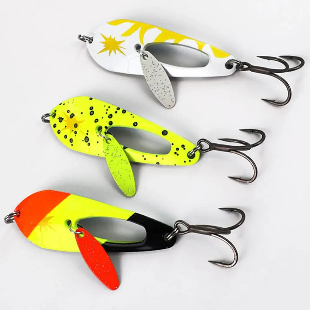 5Pcs Metal Spoon Fishing Lures with Treble Hooks Spinner Bait Crankbait for Bass Pike Fishing Accessories