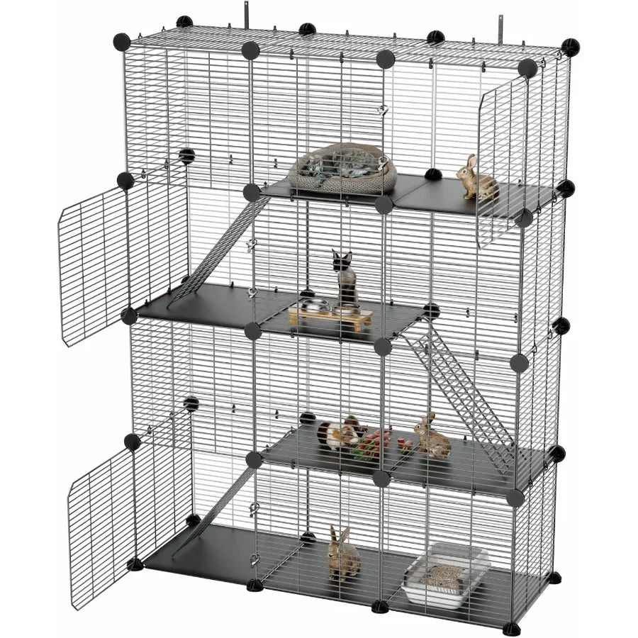3 Tier Indoor Wire Cat Cage With DIY Playpen Design