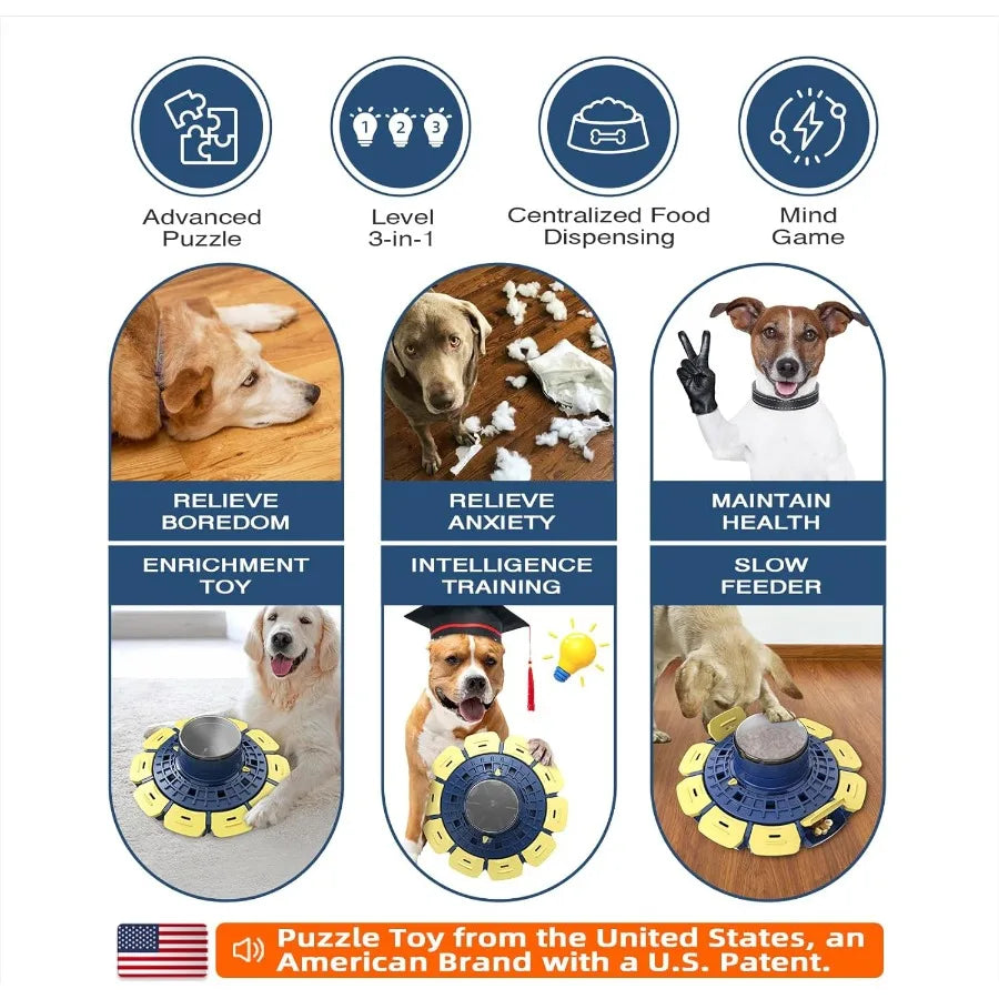 US Brand Design Levels Dog Puzzle Toy Paw Activated Feeder