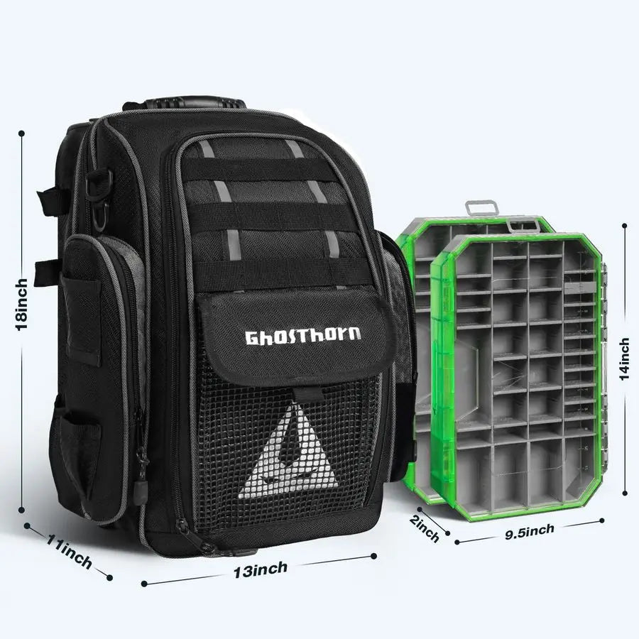 XMSJ Fishing Backpack With Rod Holders And Tackle Storage