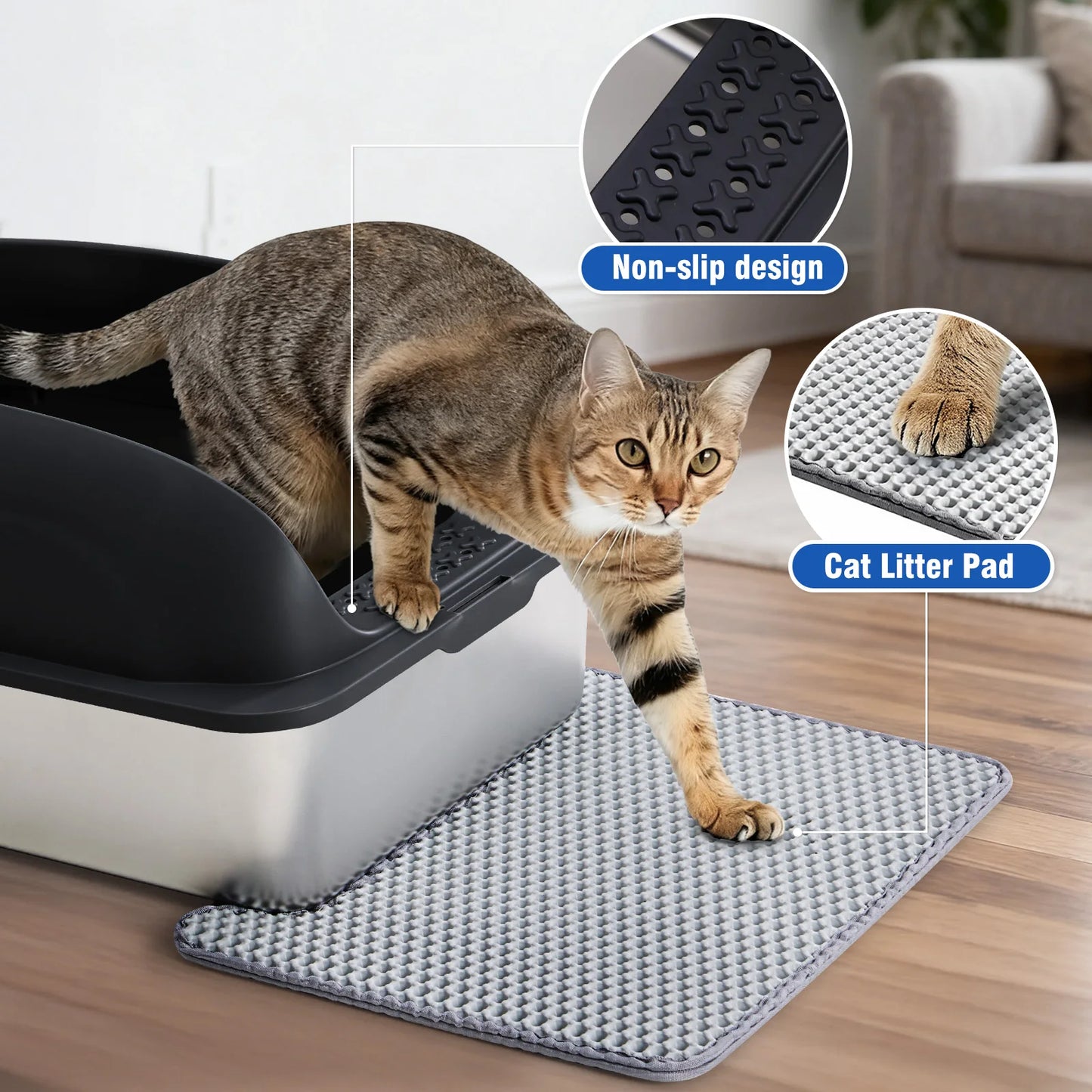 Stainless Steel Cat Litter Box With Lid, Scoop And Mat