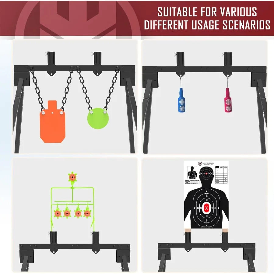 AR500 Steel Target Stand System Kit for Outdoor Shooting Range with 3 8 Thick 7x12 Silhouette Targets and 3 8 Th