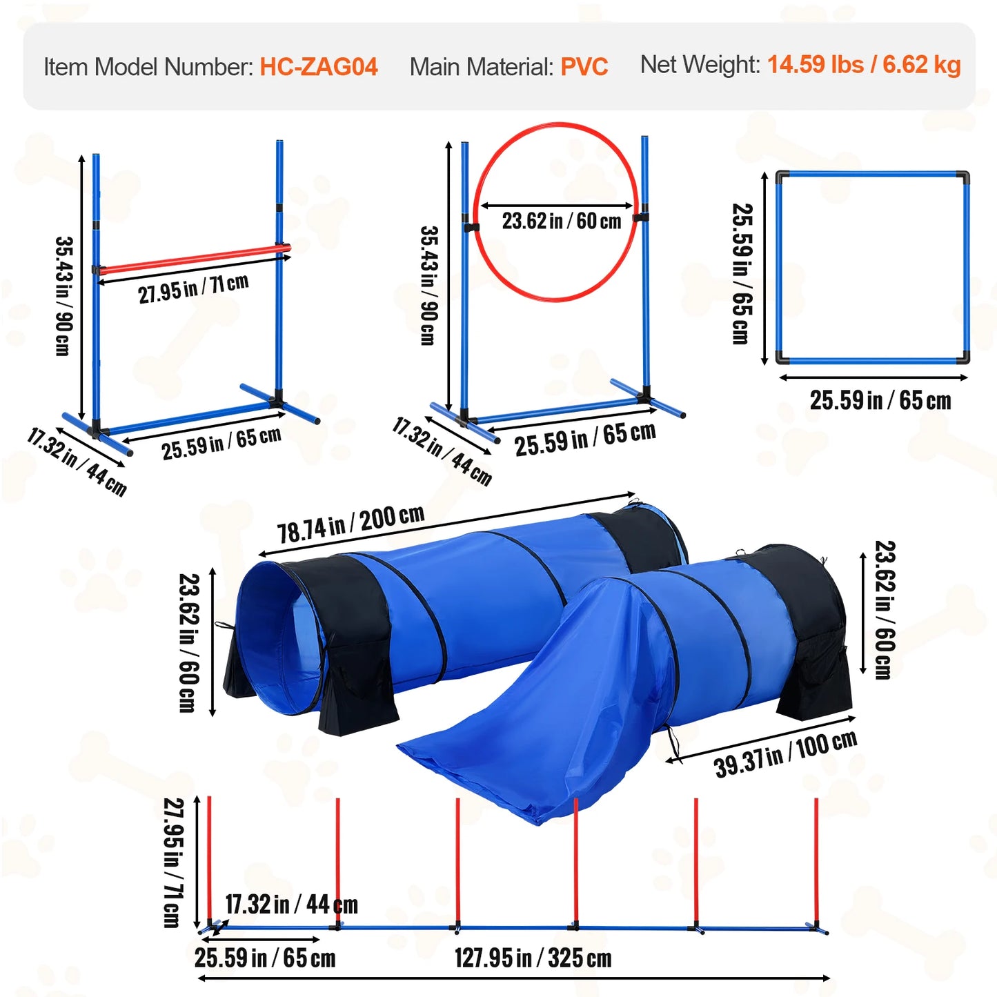 SucceBuy Dog Agility Training Equipment 4 Piece Set Adjustable Hurdles