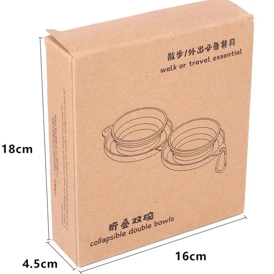 Foldable Thickened TPE Silicone Pet Double Bowls For Outdoor Pets