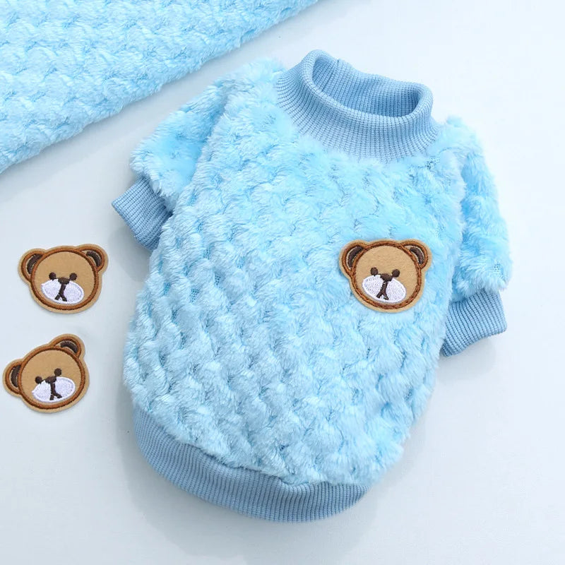 Winter Bear Print Dog Hoodie Coat For All Breeds Warm