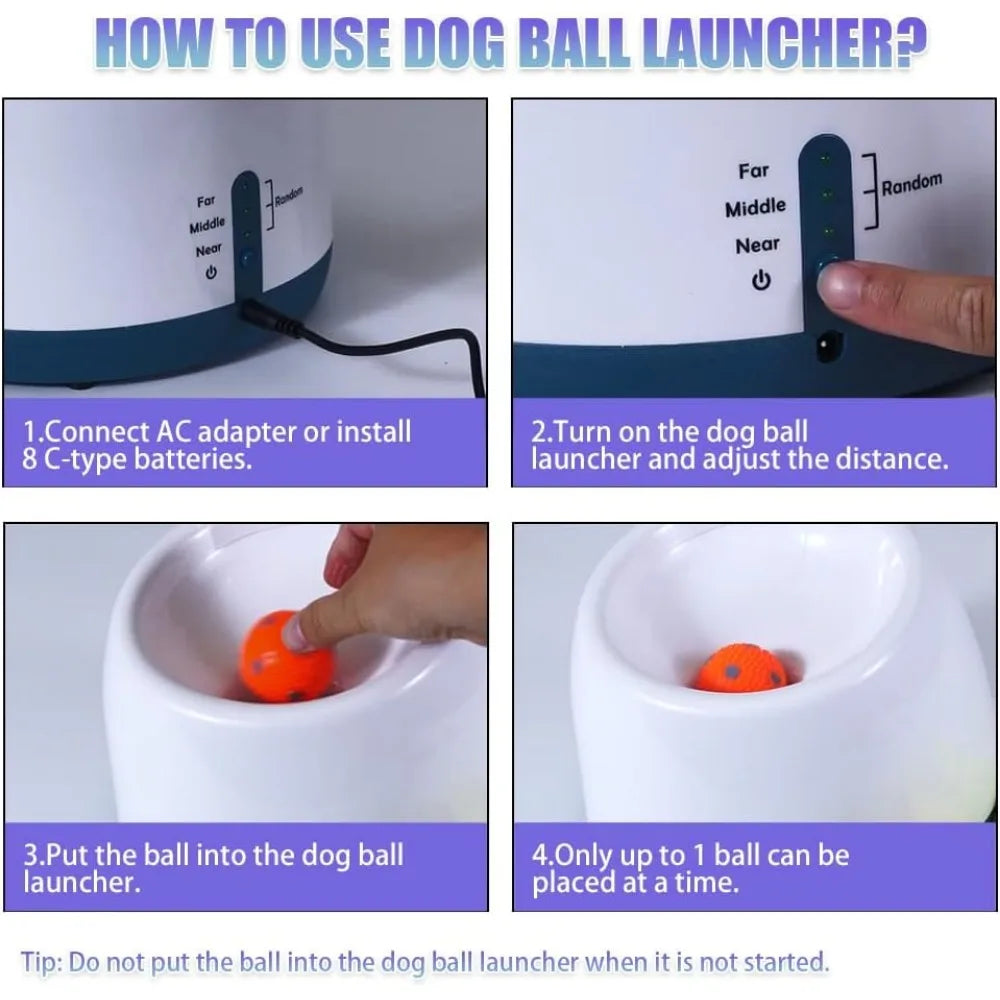Automatic Ball Launcher For Dogs With 4 Adjustable Distances