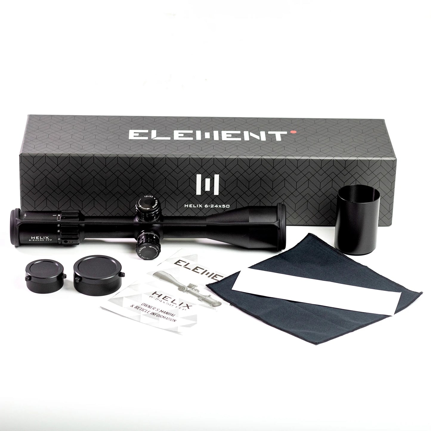 ELEMENT Helix 6-24x50 FFP Riflescope Zerostop 30mm Tube APR-2D MRAD Reticle Optic for Long Range Precision Hunting Shooting