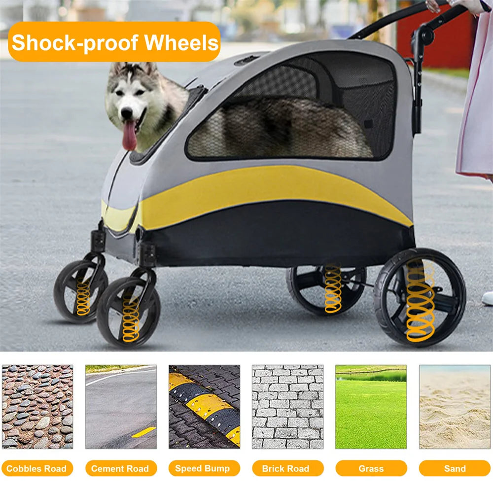Universal Dog Stroller Pram 4 Wheel Foldable Travel Jogger