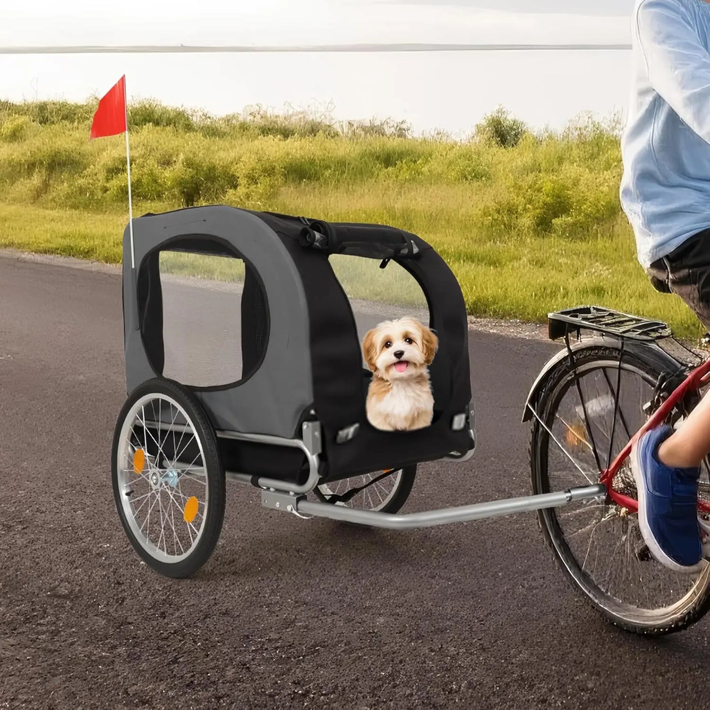 HiMISS Steel Dog Trailer for Bicycles Universal Coupler Pet Carrier