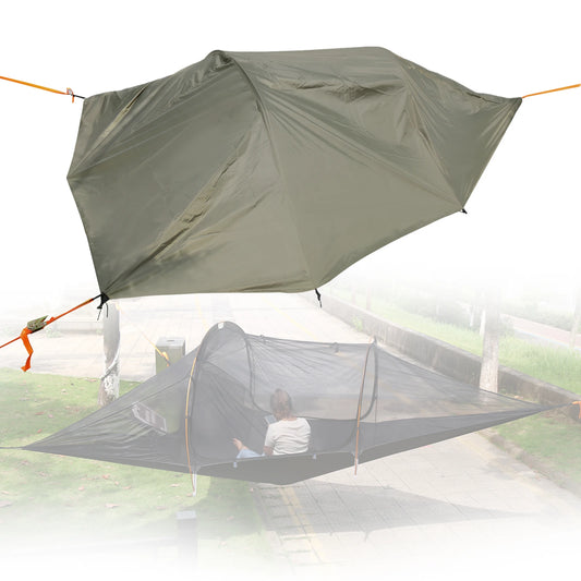 Outdoor Camping Hammock Quick Opening Hanging Hammocks Bed Net with Mosquito Net & RainFly 3 Point Hammock Tent Lay Flat Hammock
