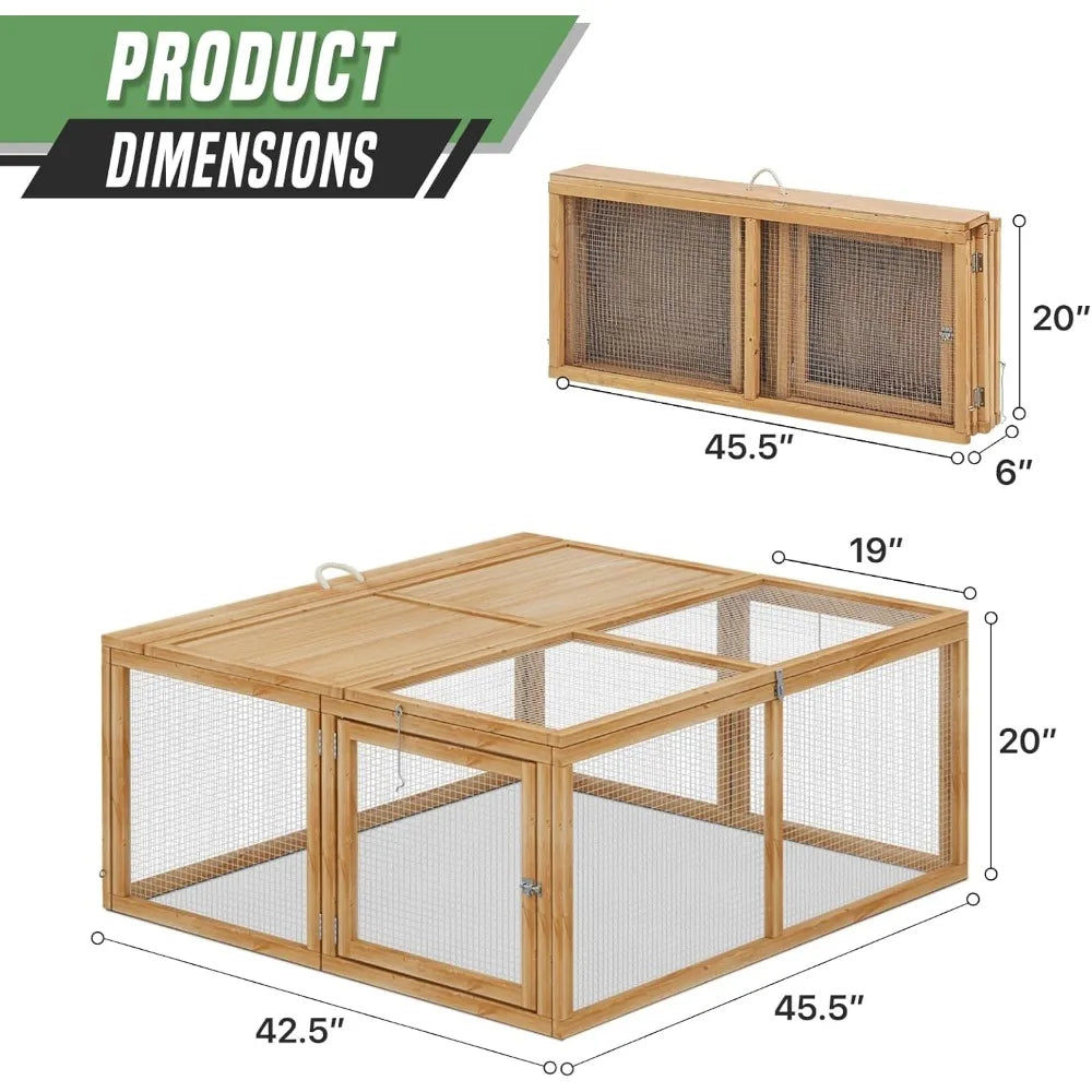 Folding Chicken Coop Rabbit Hutch With Top Side Doors