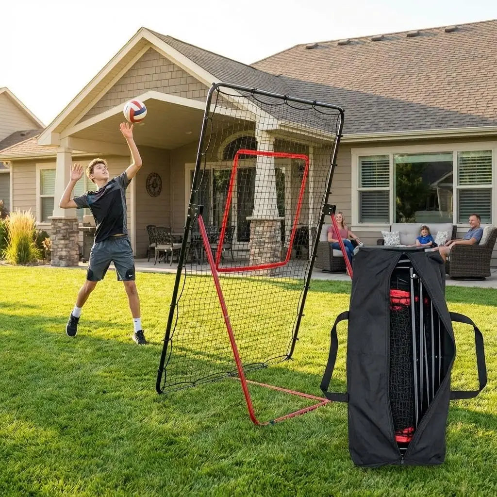 Adjustable Volleyball Rebounder Net, 7x4 ft Large Training Bounce Back Net for Bumping, Spiking & Setting Sturdy, Multi-Angle