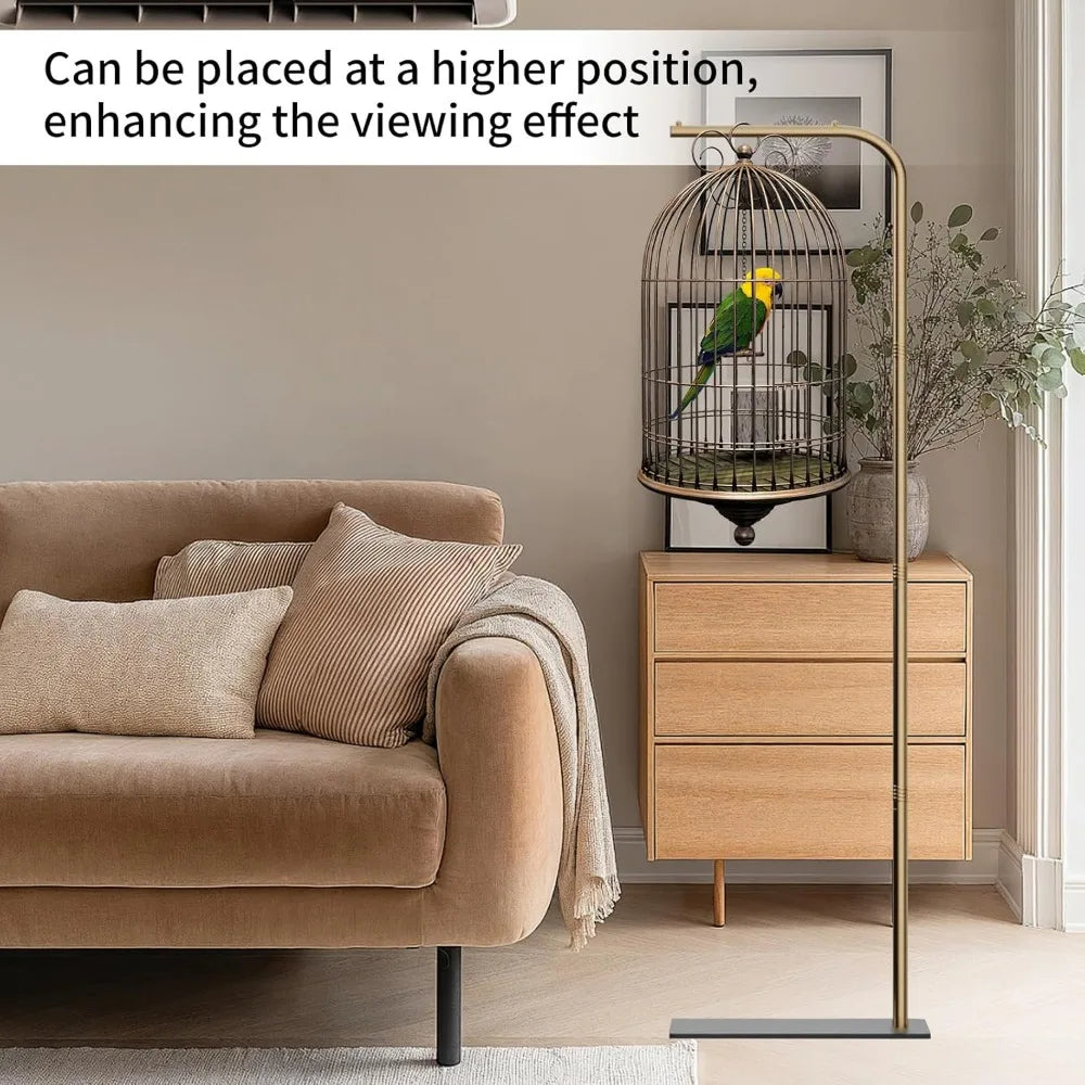 67-Inch High Hanging Bird Cage Stand with Base, Supports Up to 35 lbs for Birds and Plants