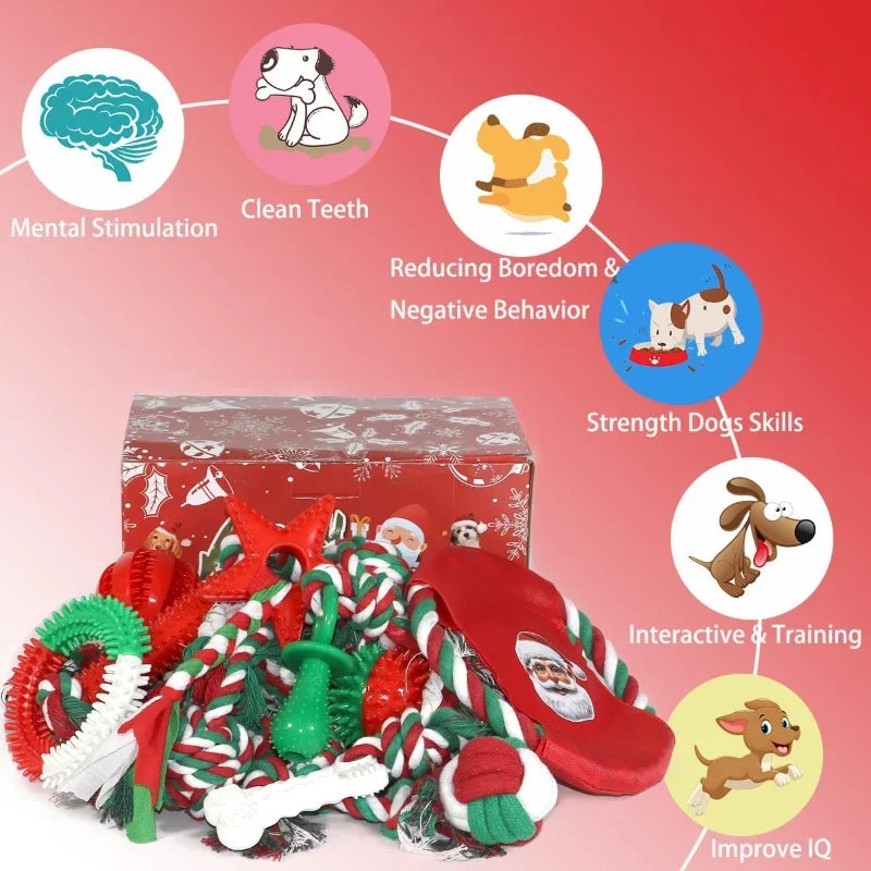 Dog Chew Toys Pack Variety Durable Rubber and Rope Toys