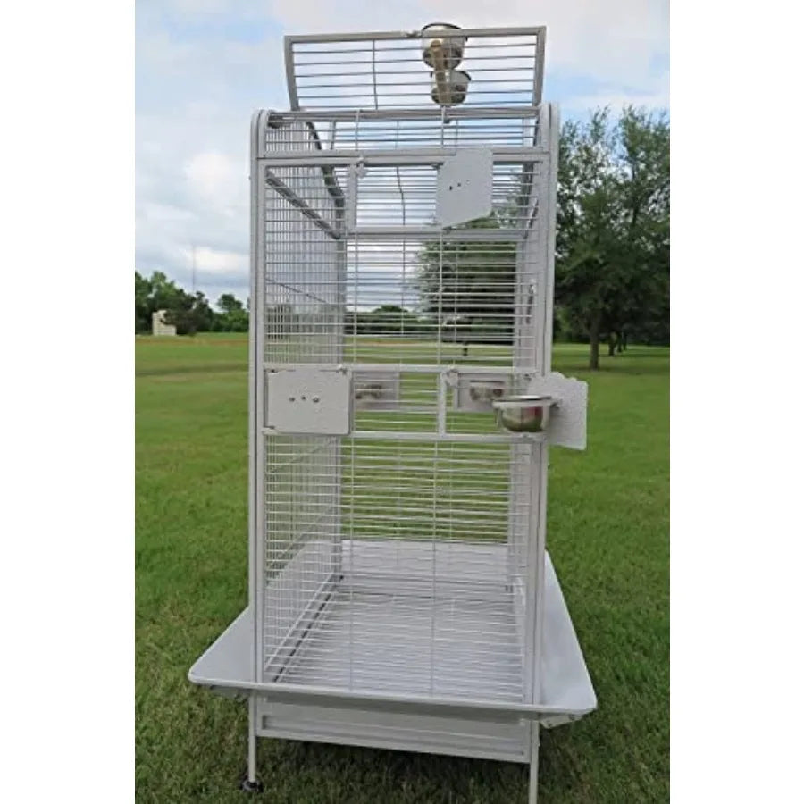 Extra Large Wrought Iron Open/Close Play Top Bird Parrot Cage with Metal Seed Guard Solid Metal Feeder Nest Doors Overall Dimen