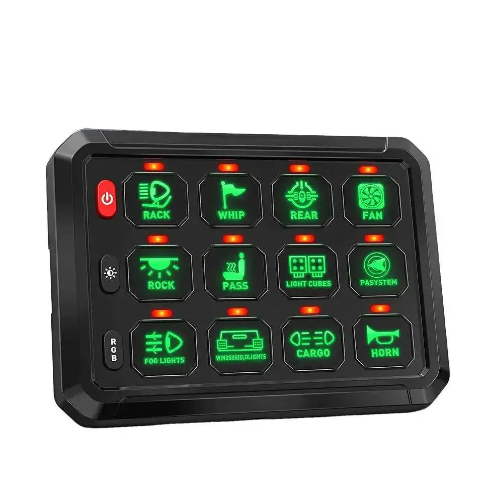 RGB 12 Gang Switch Panel LED Light Bar Relay System